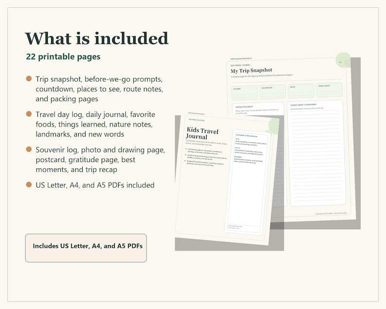 Kids Travel Journal, Vacation Diary, Activity Pages (PDF Download) image 3