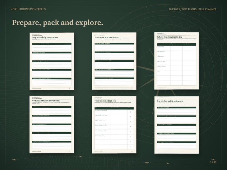 Travel Documents Organizer Printable, Passport Visa Checklist, Booking Tracker, Trip Paperwork Planner, 18 Pages, A4 A5 Letter PDF image 3