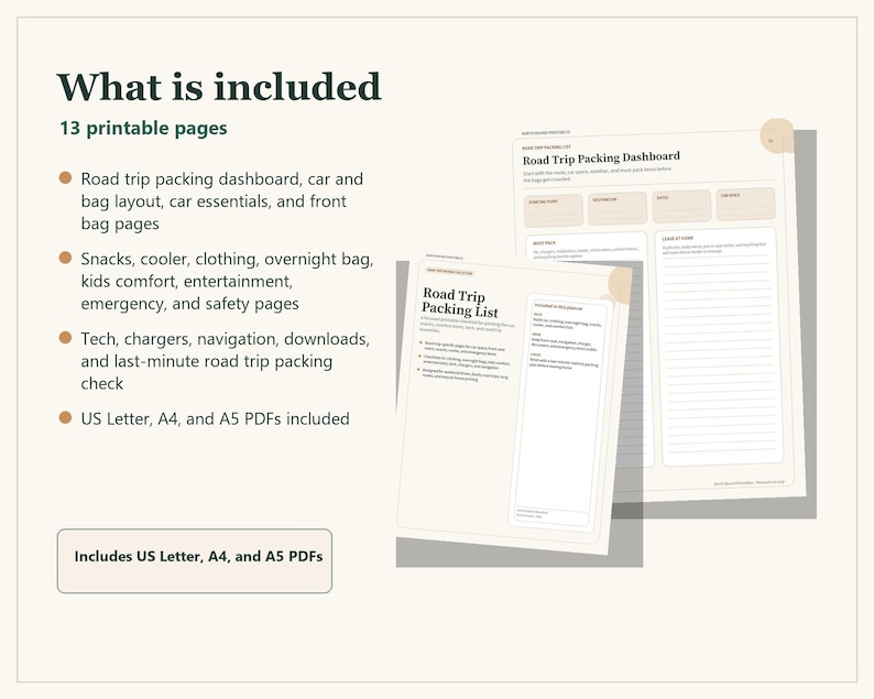 Printable Road Trip Packing Checklist, Car Trip Essentials, Snacks, Emergency Kit (PDF Download) image 3