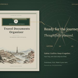 Travel Documents Organizer Printable, Passport Visa Checklist, Booking Tracker, Trip Paperwork Planner, 18 Pages, A4 A5 Letter PDF image 5