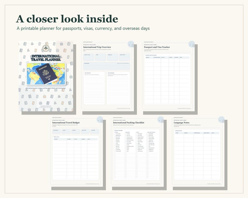 International Travel Planner, Passport Visa Checklist, Itinerary PDF (A4 A5) image 3