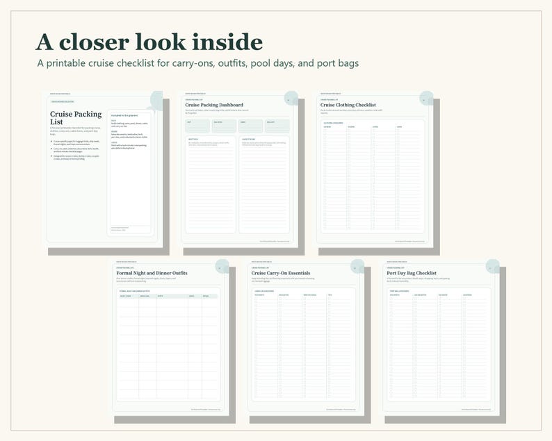 Printable Cruise Packing List, Checklist, Formal Night, Port Day (PDF Download) image 2
