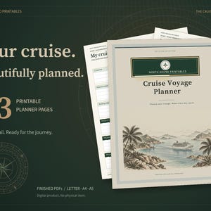 Cruise Voyage Planner Printable, Cruise Budget, Cabin Comparison, Port Itinerary and Packing Checklists, 33 Pages, A4 A5 Letter image 2