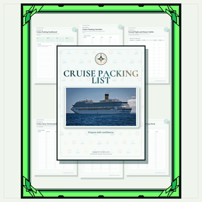 Printable Cruise Packing List, Checklist, Formal Night, Port Day (PDF Download) image 1