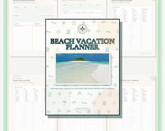 Printable Beach Vacation Planner, Itinerary, Packing Checklist (PDF)