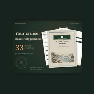 Cruise Voyage Planner Printable, Cruise Budget, Cabin Comparison, Port Itinerary and Packing Checklists, 33 Pages, A4 A5 Letter image 1