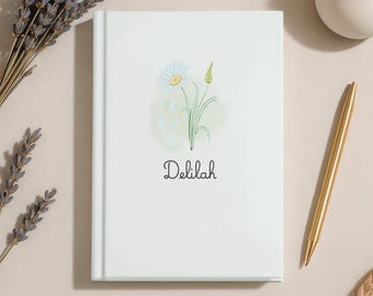 Diario personalizado de flores silvestres, cuaderno personalizado para mujeres, regalo estilo cottagecore, diario floral de regalo