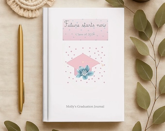 Diario de graduación de la promoción de 2026, regalo de graduación personalizado para ella, cuaderno para estudiantes de último año, recuerdo de graduación personalizado, diario de graduación universitaria