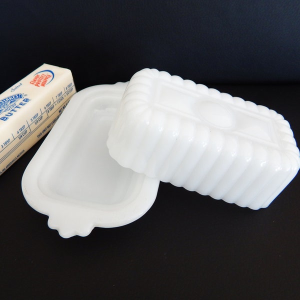 Small Milk Glass Butter Dish - Half Size