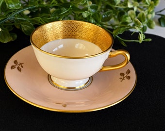 Lenox Pink Coral Demitasse Tea Cup & Saucer P4 Rhodora Moroccan Patterns