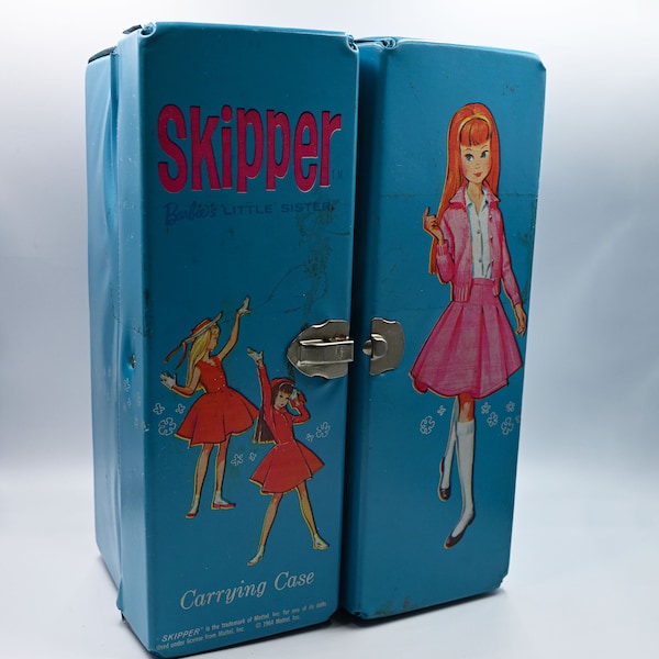 1964 Skipper Carrying Case Blue With Susy Goose Dresser Mattel Barbie