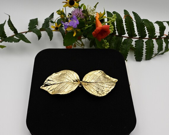 Mimi Di Niscemi Gold Tone Leaf Belt Buckle Vintage 1981 S Vintage Goldtone Thistle Belt Buckle - Signed Mimi Di 1981  main image 4