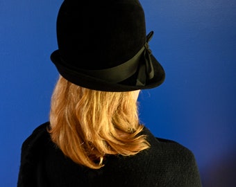Merrimac Peachbloom Velour Black Cloche Hat - Etsy display picture 1