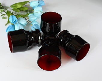 4 Royal Ruby Georgian 9 oz  Tumblers Red  Depression Glass Set