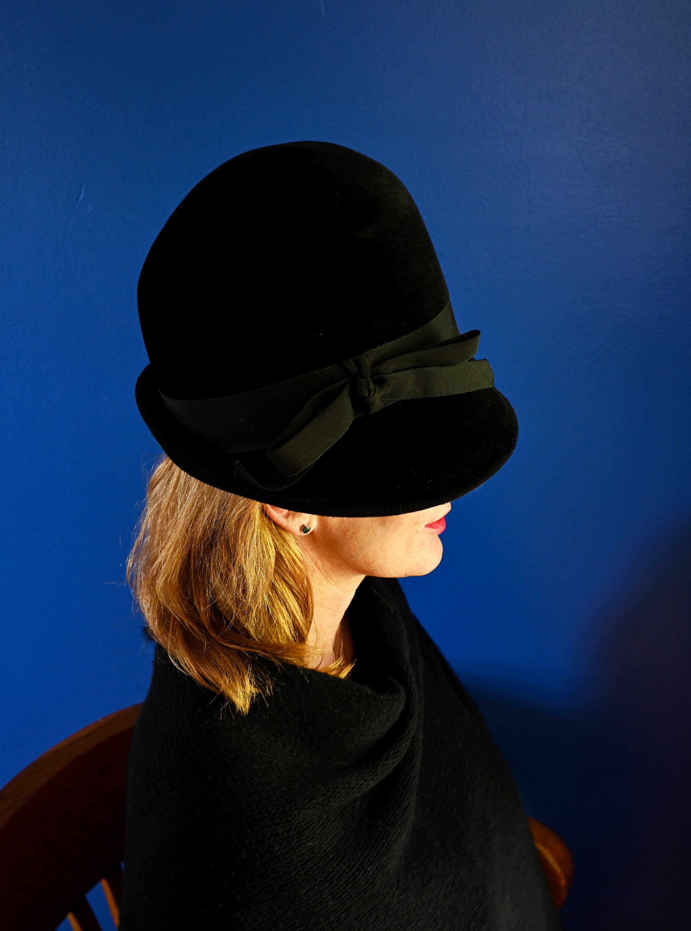 Vintage Cloche Hat PeachBloom Velour Merrimac Body Imported 