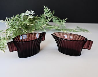 1950s Amethyst Sugar & Creamer Set Hazel Atlas Vertical Rib