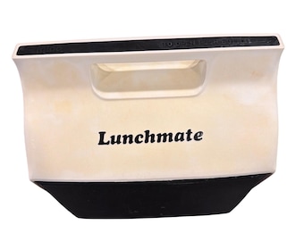 Lancheira térmica Igloo Lunchmate RARA, preta e branca, estilo retrô, com bandeja, da década de 1980.