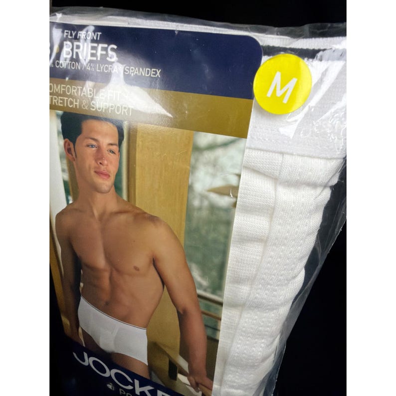 Jockey Pouch Fly Front Briefs Men Size M White Cotton Spandex 3-Pack Style 1135 image 7