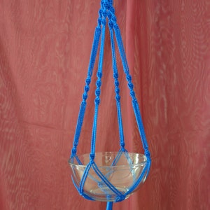 Hand Crafted Macrame Plant Hanger- Royal Blue 35&quot;