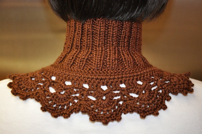 Knitted Collar Scarf Great for Winter, Neckwarmer Brown Available in all colors image 2