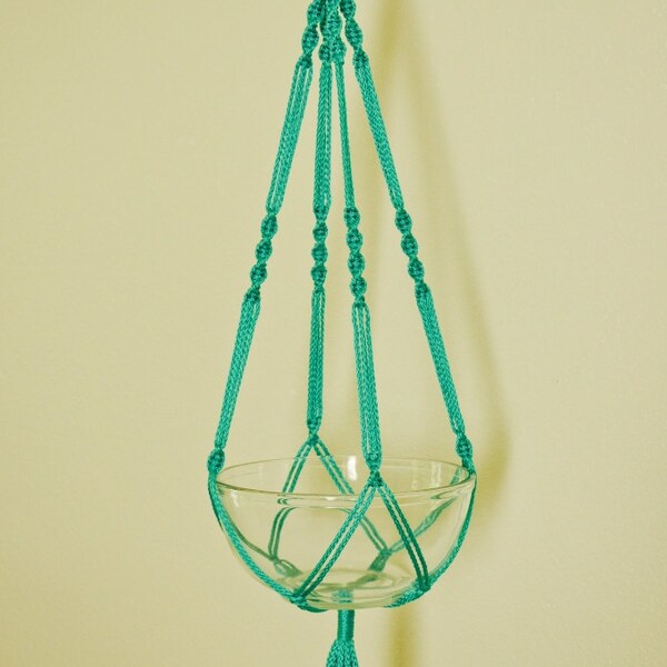 Hand Crafted Macrame Plant Hanger 35"- Turquoise