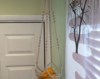 Hand Crafted Macrame Plant Hanger-Oatmeal 42"-45”