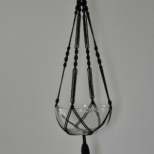 Hand Crafted Macrame Plant Hanger- Black 35&quot;