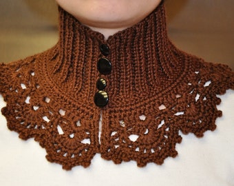 Knitted Collar Scarf- Great for Winter, Neckwarmer- Brown (Available in all colors)