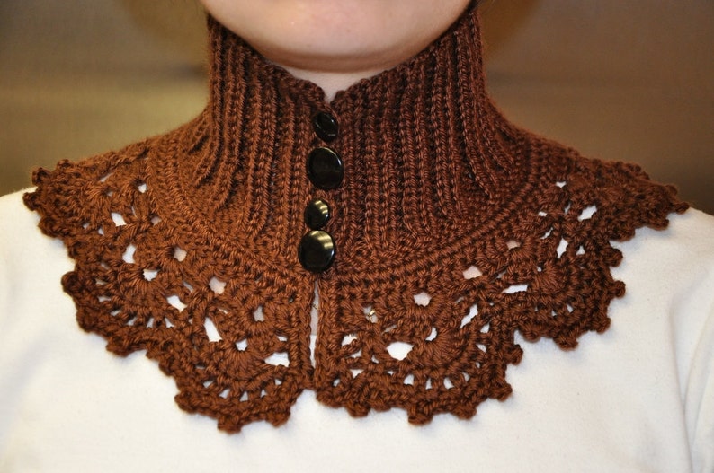 Knitted Collar Scarf Great for Winter, Neckwarmer Brown Available in all colors image 1