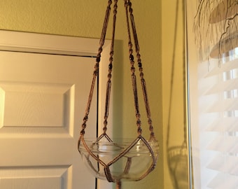 Hand Crafted Macrame Plant -Potery-Hanger with wood beads 43”- 45"