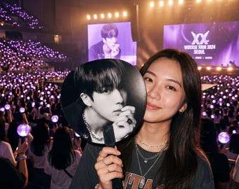 BTS Arirang World Tour Fächer｜Schwarz doppelseitig | K-Pop Fan Geschenk Konzert Accessoire