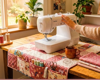 Quilted Sewing Machine Mat Pattern | Built-In Tool Pocket (PDF Download)