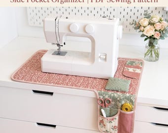 Quilted Sewing Machine Mat Pattern | Side Pocket Organizer, Pincushion (Instant Download)