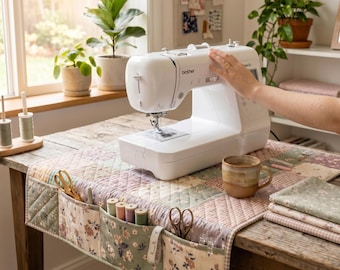 Quilted Sewing Machine Mat Pattern | Built-In Tool Pocket (Instant Download)