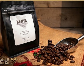 Café especial AA de Kenia – Origen único, tueste medio-oscuro, grano entero (bolsa de 227 g)