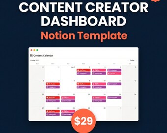 Panel de control para creadores de contenido: plantilla de Notion / Calendario de contenido, seguimiento de marca, análisis y registro de ingresos.