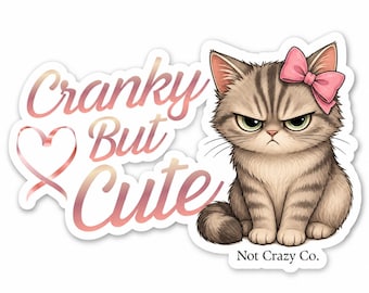 Cranky Cat Sticker | Grumpy Kitten Die-Cut Vinyl Decal