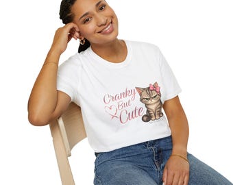 Cranky Kitten T-Shirt | Grumpy Cat Illustration, Soft Cotton Tee