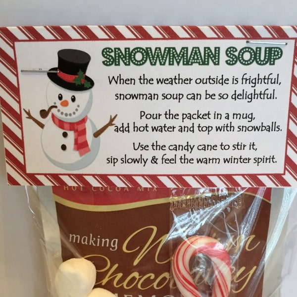 Snowman Soup Treat Bag Topper ( Fits 4x6" treat bags) - Printable File - Instant  Download / Snowman Soup Favor / Snowman Soup Tag / Snowman