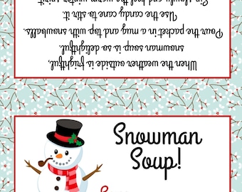 Snowman Soup Treat Bag Topper ( Fits 4x6" Bags)  - Printable File - Instant Download / Snowman Soup Favor / Snowman Soup Printable