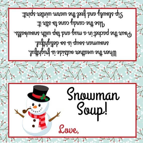 Impeccable image pertaining to snowman soup printable tag Satisfactory image for snowman soup printable tag