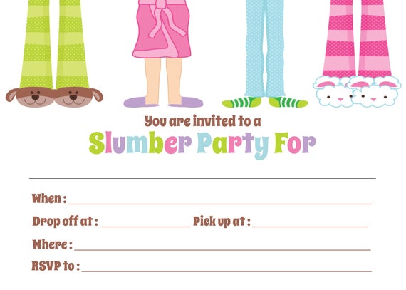 slumber sleepover party invitation fill in digital file etsy