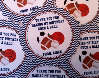 Sports Themed Party Favor Tags - Football Birthday - Ball Birthday Favor - Sports Birthday Favors