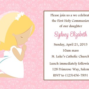 First Communion Invitation Girl Digital File / 1st Communion Invitation Communion Invitation Girl Girls First Communion Invitation image 4