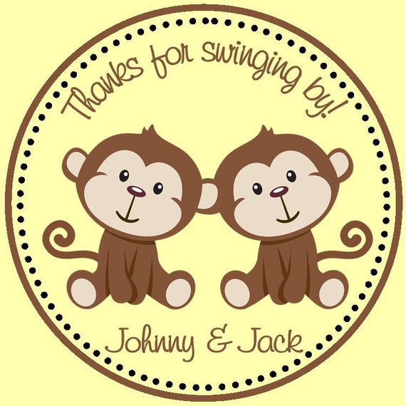 Monkey Birthday Favors ( Set of 12 ) / Twin Monkey Party Favors / Monkey Favors for Twins / Twin Monkeys Birthday Favors Il_570xn