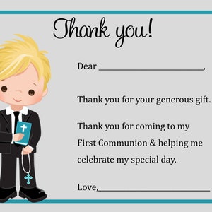 Tarjeta de agradecimiento Primera Comunión niño - Archivo digital - Imprimes / Tarjeta de agradecimiento 1ª Comunión - Tarjeta de agradecimiento Primera Comunión niño