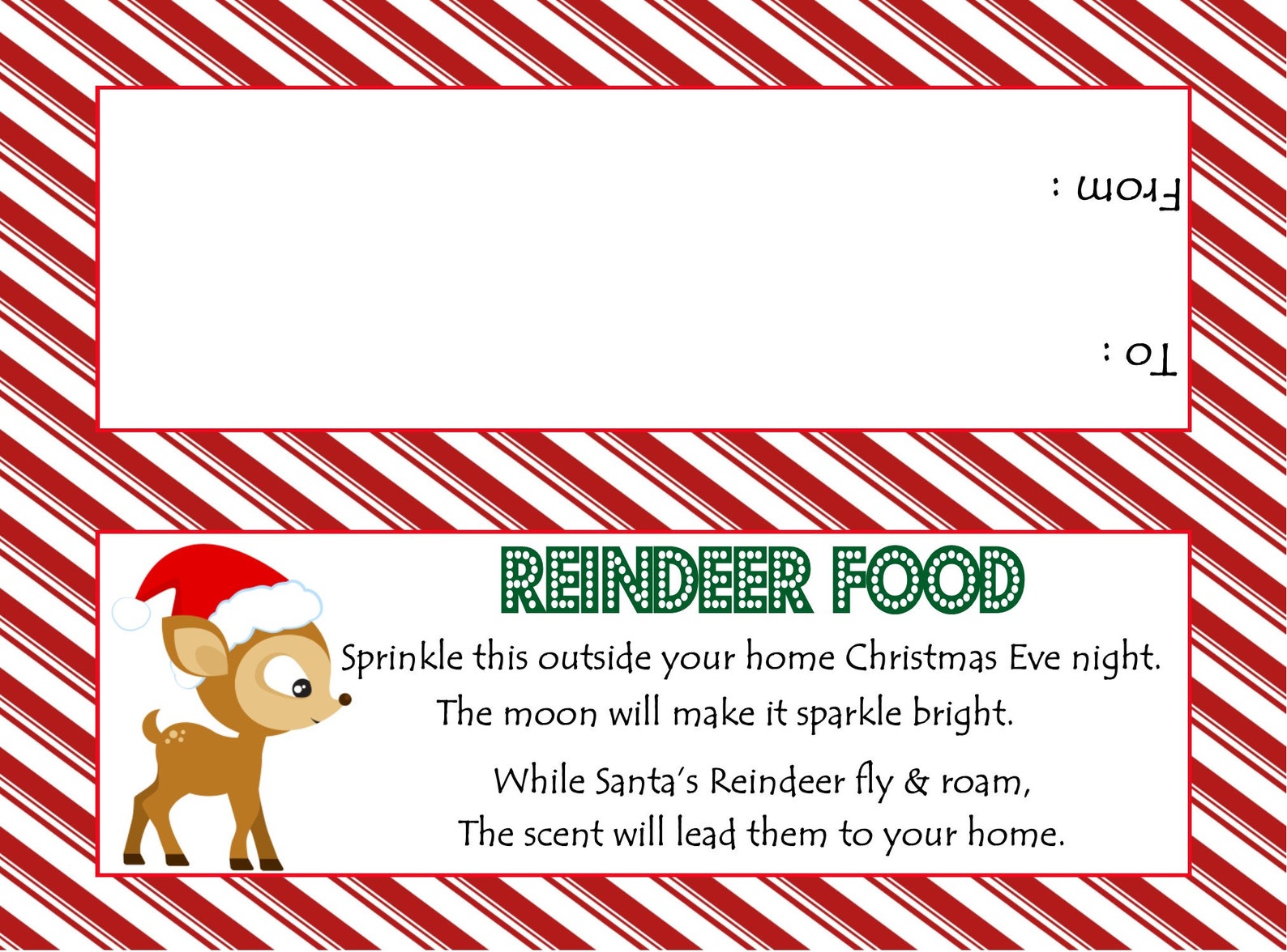 Reindeer Food Treat Bag Topper ( Fits Plastic Sandwich or Snack Bags) Printable File - Instant ...