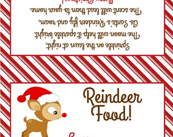 Reindeer Food Treat Bag Topper ( Fits 4x6 Treat Bags ) - Printable File - Instant Download / Reindeer Food Favor / Reindeer Food Printable