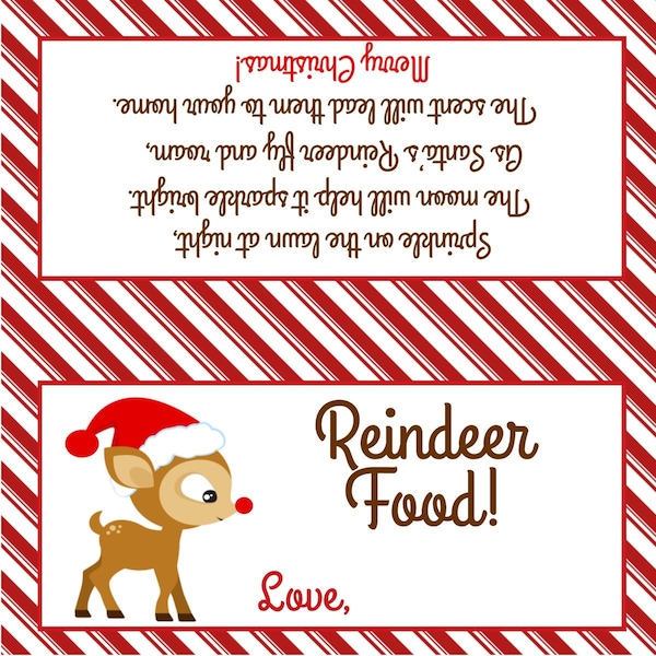 Reindeer Food Treat Bag Topper ( Fits 4x6 Treat Bags ) - Printable File - Instant Download / Reindeer Food Favor / Reindeer Food Printable