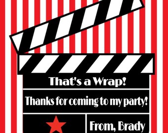 Movie Night Birthday Favor Tag ( Digital File - You Print) - Movie Night Favors, Movie Favor Tag, Movie Birthday Tag, Movie Birthday Favor